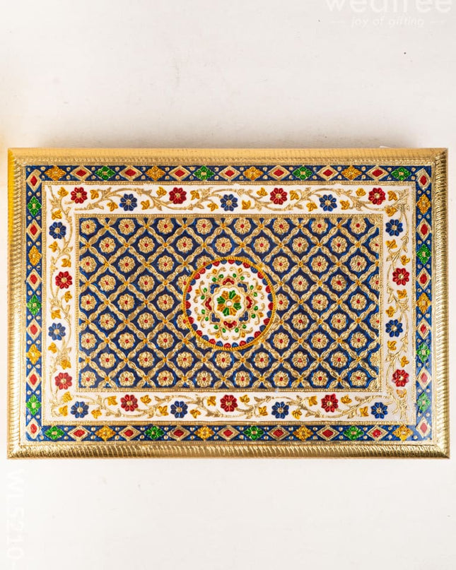 Meenakari Bajot - Floral Design - 15x21 inch - Blue - WL5210-4 - Meenakari Bajots & Manai