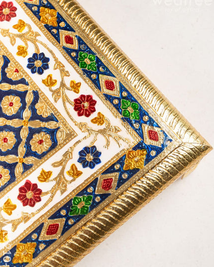 Meenakari Bajot - Floral Design - 15x21 inch - Blue - WL5210-4 - Meenakari Bajots & Manai