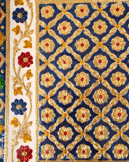 Meenakari Bajot - Floral Design - 15x21 inch - Blue - WL5210-4 - Meenakari Bajots & Manai