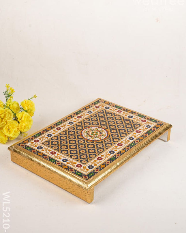 Meenakari Bajot - Floral Design - 15x21 inch - Blue - WL5210-4 - Meenakari Bajots & Manai