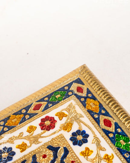 Meenakari Bajot - Floral Design - 15x21 inch - Blue - WL5210-4 - Meenakari Bajots & Manai