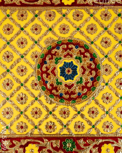 Meenakari Bajot - Floral Design - 15x21 inch - Yellow - WL5209-4 - Meenakari Bajots & Manai