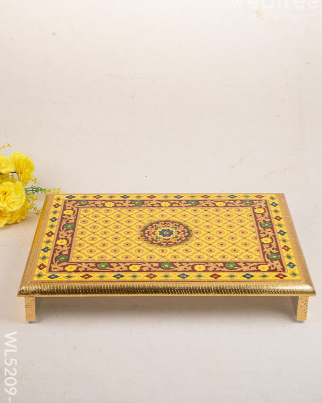 Meenakari Bajot - Floral Design - 15x21 inch - Yellow - WL5209-4 - Meenakari Bajots & Manai
