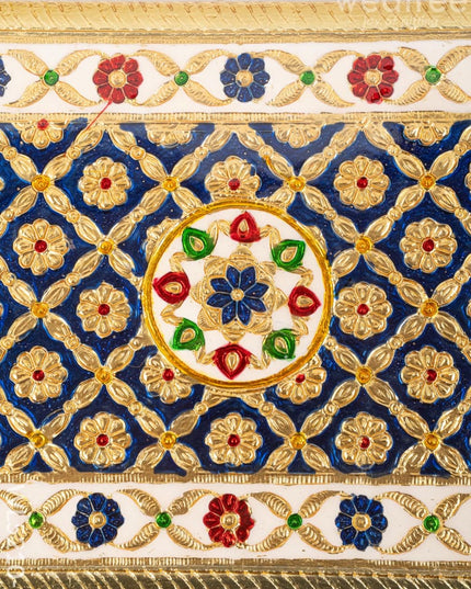 Meenakari Bajot - Floral Design - 9x12 inch - Blue - WL5210-1 - Meenakari Bajots & Manai