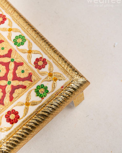 Meenakari Bajot - Floral Design - 9x12 inch - Red - WL5208-1 - Meenakari Bajots & Manai