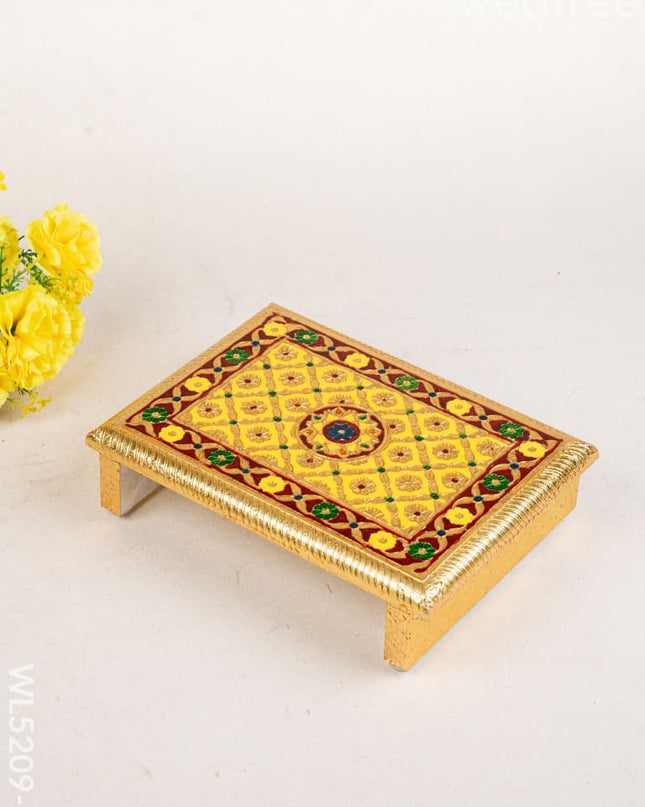 Meenakari Bajot - Floral Design - 9x12 inch - Yellow - WL5209-1 - Meenakari Bajots & Manai