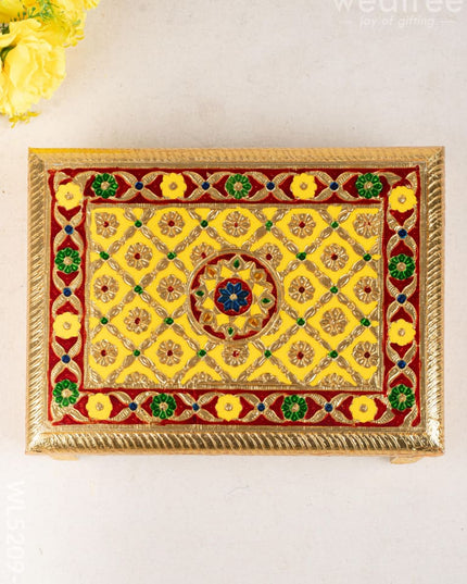 Meenakari Bajot - Floral Design - 9x12 inch - Yellow - WL5209-1 - Meenakari Bajots & Manai