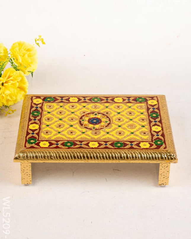 Meenakari Bajot - Floral Design - 9x12 inch - Yellow - WL5209-1 - Meenakari Bajots & Manai