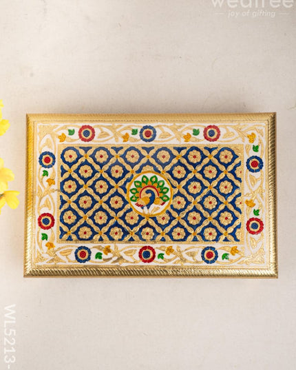 Meenakari Bajot - Peacock Design - 10x15 inch - Blue - WL5213-2 - Meenakari Bajots & Manai