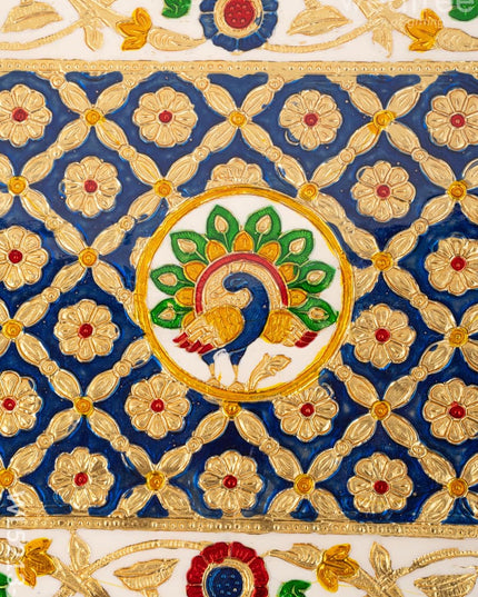 Meenakari Bajot - Peacock Design - 10x15 inch - Blue - WL5213-2 - Meenakari Bajots & Manai