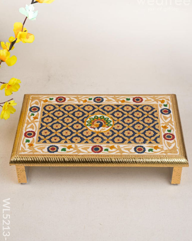 Meenakari Bajot - Peacock Design - 10x15 inch - Blue - WL5213-2 - Meenakari Bajots & Manai
