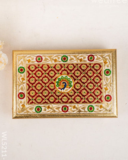 Meenakari Bajot - Peacock Design - 10x15 inch - Red - WL5211-2 - Meenakari Bajots & Manai