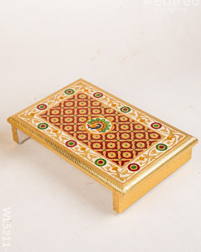 Meenakari Bajot - Peacock Design - 10x15 inch - Red - WL5211-2 - Meenakari Bajots & Manai