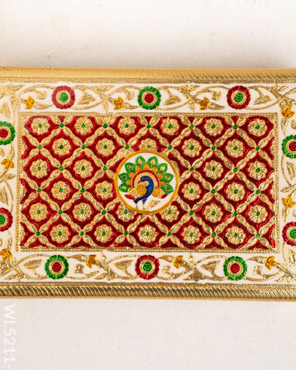 Meenakari Bajot - Peacock Design - 10x15 inch - Red - WL5211-2 - Meenakari Bajots & Manai