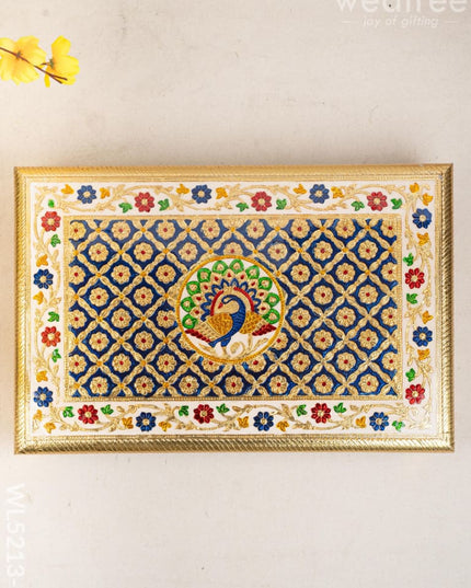 Meenakari Bajot - Peacock Design - 12x18 inch - Blue - WL5213-3 - Meenakari Bajots & Manai