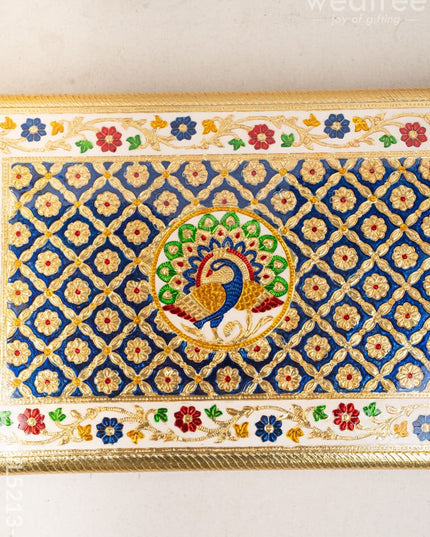 Meenakari Bajot - Peacock Design - 12x18 inch - Blue - WL5213-3 - Meenakari Bajots & Manai
