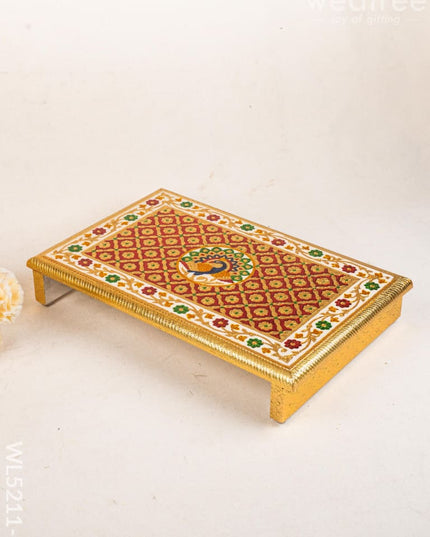 Meenakari Bajot - Peacock Design - 12x18 inch - Red - WL5211-3 - Meenakari Bajots & Manai