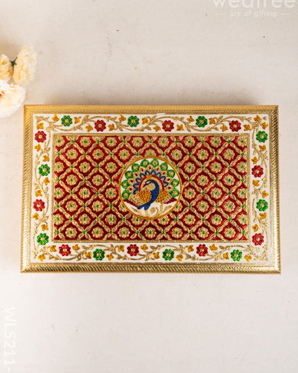 Meenakari Bajot - Peacock Design - 12x18 inch - Red - WL5211-3 - Meenakari Bajots & Manai