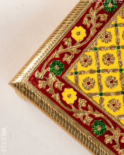 Meenakari Bajot - Peacock Design - 12x18 inch - Yellow - WL5212-3 - Meenakari Bajots & Manai