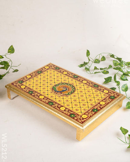 Meenakari Bajot - Peacock Design - 12x18 inch - Yellow - WL5212-3 - Meenakari Bajots & Manai