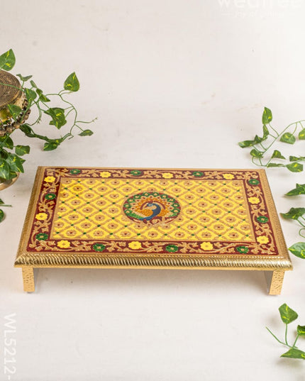 Meenakari Bajot - Peacock Design - 12x18 inch - Yellow - WL5212-3 - Meenakari Bajots & Manai