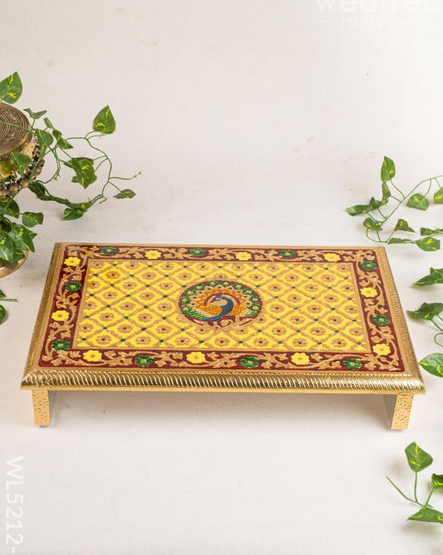 Meenakari Bajot - Peacock Design - 12x18 inch - Yellow - WL5212-3 - Meenakari Bajots & Manai