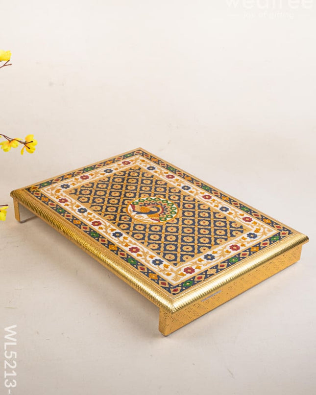 Meenakari Bajot - Peacock Design - 15x21 inch - Blue - WL5213-4 - Meenakari Bajots & Manai
