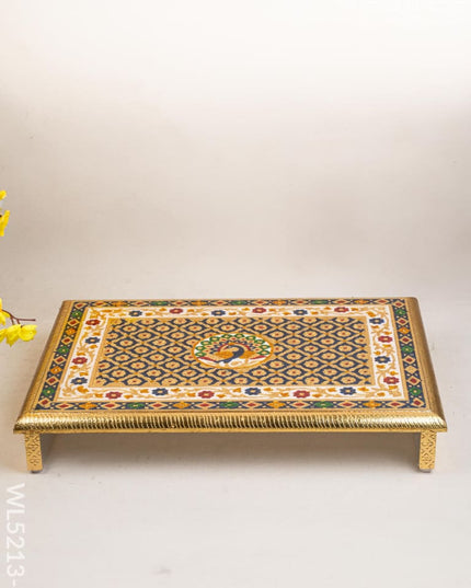 Meenakari Bajot - Peacock Design - 15x21 inch - Blue - WL5213-4 - Meenakari Bajots & Manai