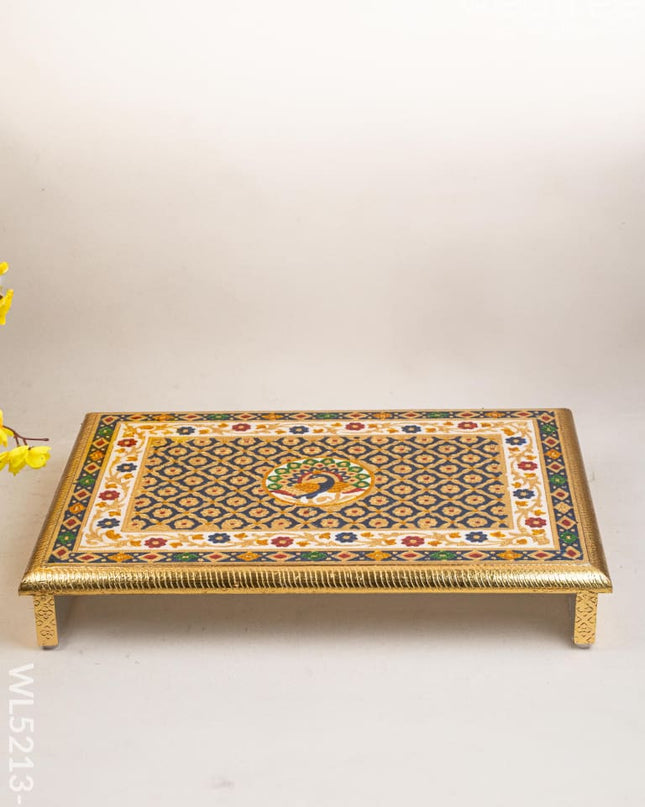 Meenakari Bajot - Peacock Design - 15x21 inch - Blue - WL5213-4 - Meenakari Bajots & Manai