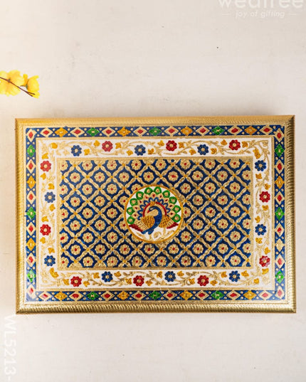 Meenakari Bajot - Peacock Design - 15x21 inch - Blue - WL5213-4 - Meenakari Bajots & Manai