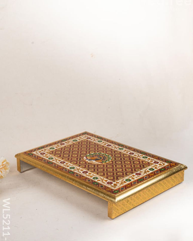 Meenakari Bajot - Peacock Design - 15x21 inch - Red - WL5211-4 - Meenakari Bajots & Manai