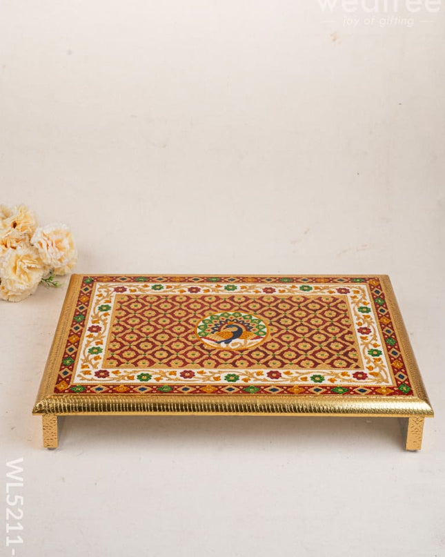 Meenakari Bajot - Peacock Design - 15x21 inch - Red - WL5211-4 - Meenakari Bajots & Manai