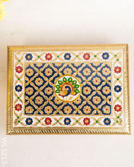Meenakari Bajot - Peacock Design - 9x12 inch - Blue - WL5213-1 - Meenakari Bajots & Manai