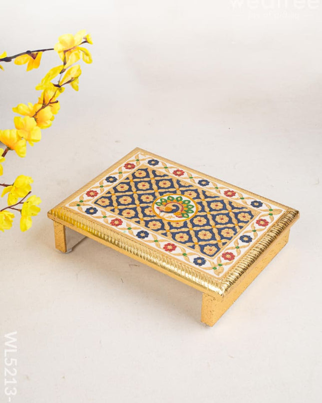 Meenakari Bajot - Peacock Design - 9x12 inch - Blue - WL5213-1 - Meenakari Bajots & Manai