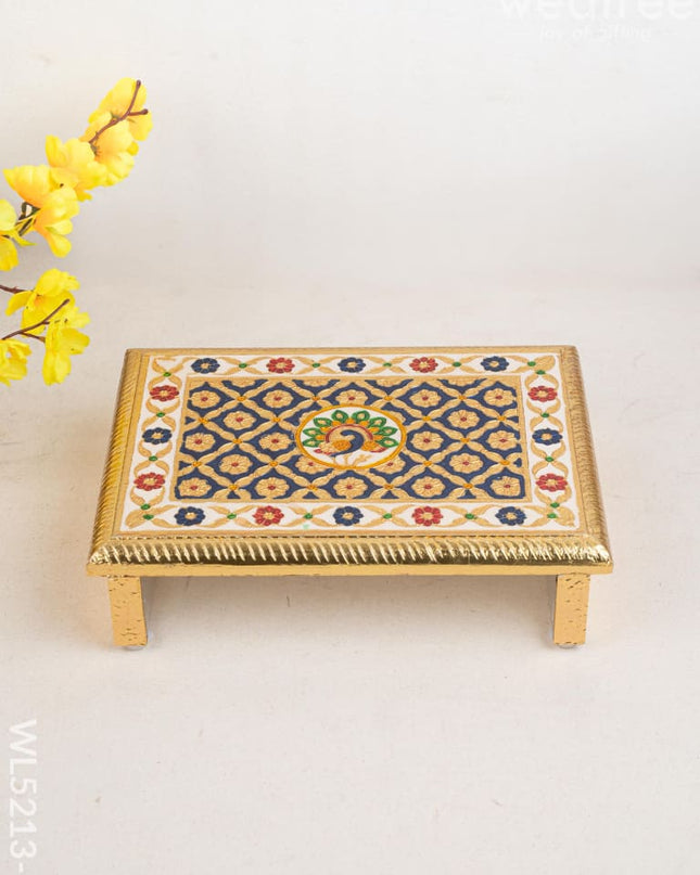 Meenakari Bajot - Peacock Design - 9x12 inch - Blue - WL5213-1 - Meenakari Bajots & Manai