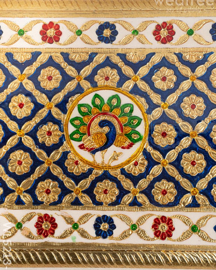 Meenakari Bajot - Peacock Design - 9x12 inch - Blue - WL5213-1 - Meenakari Bajots & Manai