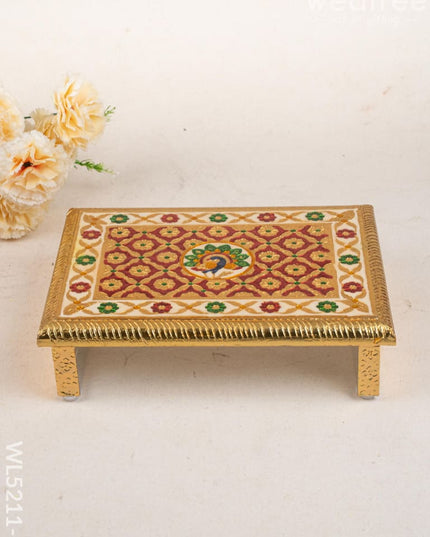 Meenakari Bajot - Peacock Design - 9x12 inch - Red - WL5211-1 - Meenakari Bajots & Manai