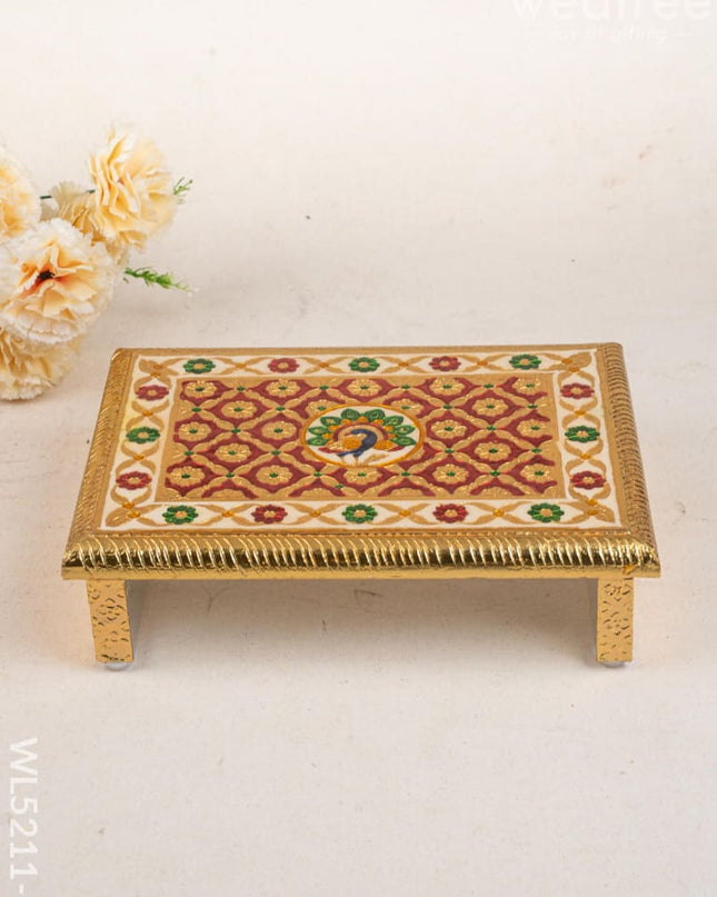 Meenakari Bajot - Peacock Design - 9x12 inch - Red - WL5211-1 - Meenakari Bajots & Manai