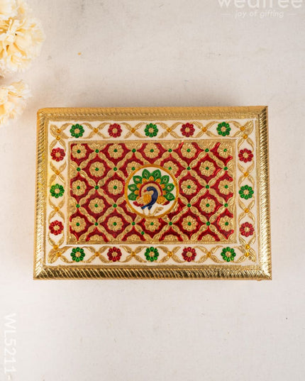 Meenakari Bajot - Peacock Design - 9x12 inch - Red - WL5211-1 - Meenakari Bajots & Manai