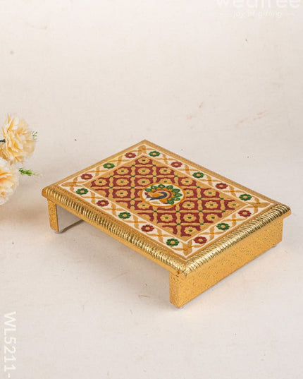 Meenakari Bajot - Peacock Design - 9x12 inch - Red - WL5211-1 - Meenakari Bajots & Manai