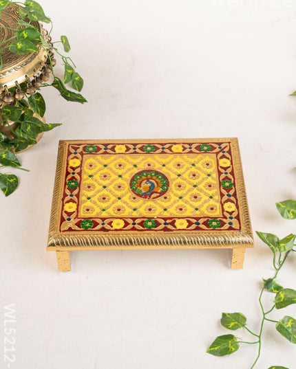 Meenakari Bajot - Peacock Design - 9x12 inch - Yellow - WL5212-1 - Meenakari Bajots & Manai
