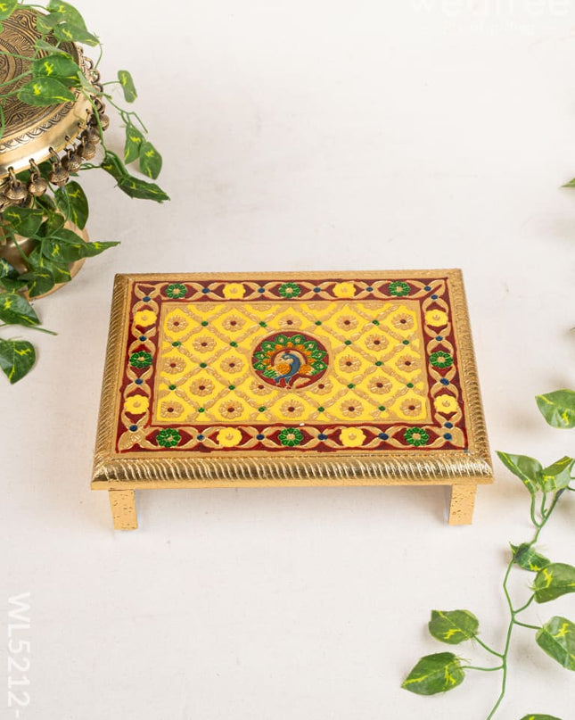 Meenakari Bajot - Peacock Design - 9x12 inch - Yellow - WL5212-1 - Meenakari Bajots & Manai