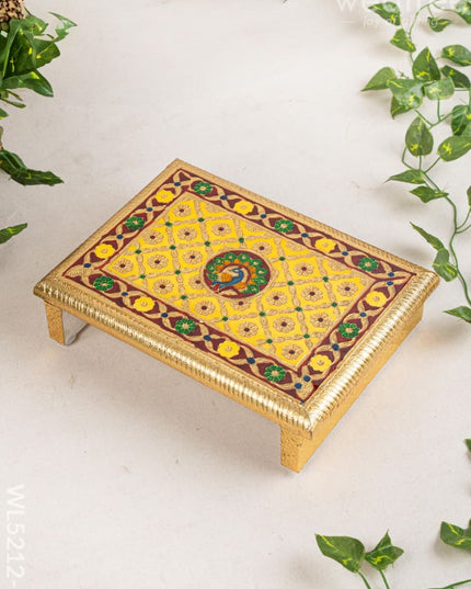 Meenakari Bajot - Peacock Design - 9x12 inch - Yellow - WL5212-1 - Meenakari Bajots & Manai