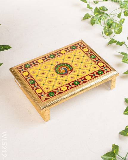 Meenakari Bajot - Peacock Design - 9x12 inch - Yellow - WL5212-1 - Meenakari Bajots & Manai