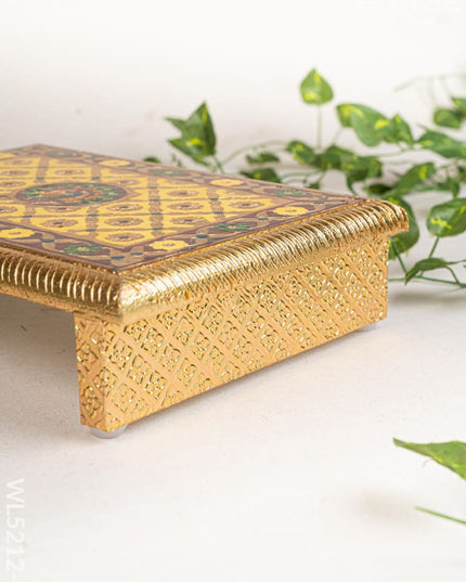 Meenakari Bajot - Peacock Design - 9x12 inch - Yellow - WL5212-1 - Meenakari Bajots & Manai
