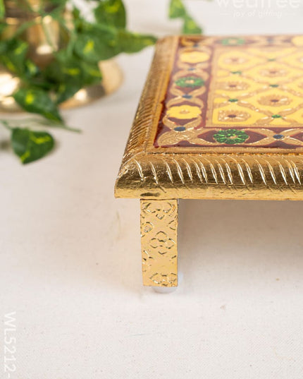 Meenakari Bajot - Peacock Design - 9x12 inch - Yellow - WL5212-1 - Meenakari Bajots & Manai