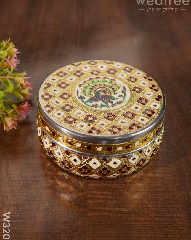 Meenakari Box - Peacock Design Medium W3204 Containers