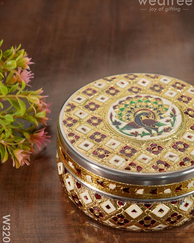 Meenakari Box - Peacock Design Medium W3204 Containers