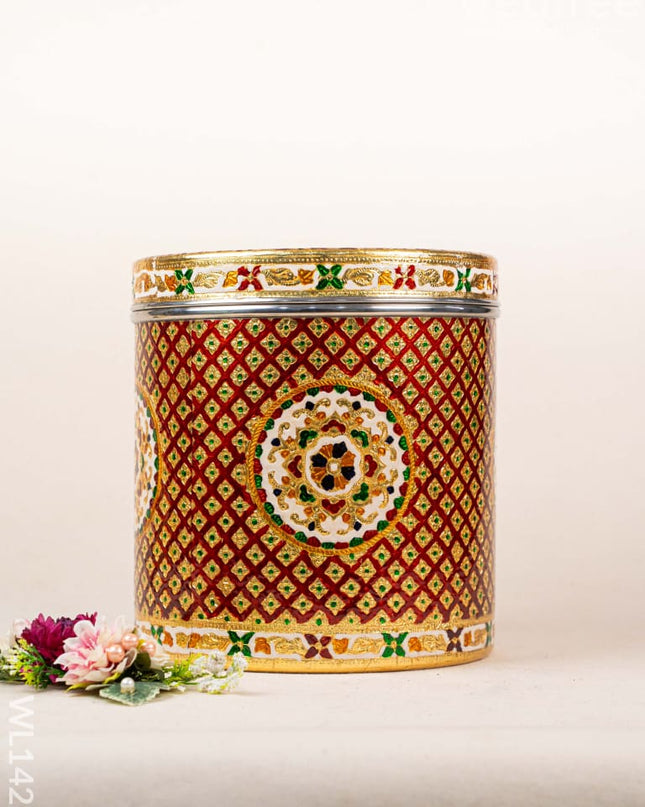 Meenakari Dabba - 10.5 inch (Red) - WL1426 Containers