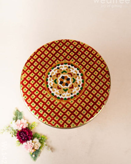 Meenakari Dabba - 10.5 inch (Red) - WL1426 Containers
